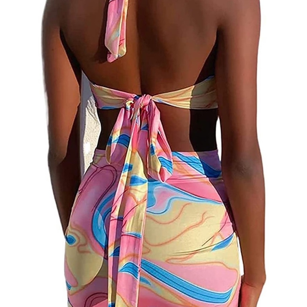 Y2K Yellow Halter Neck Dress